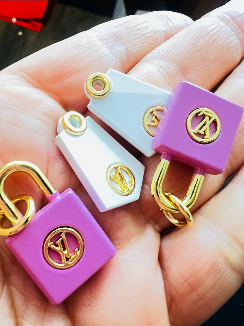 Set of 4 mix and White Padlock Charm Set - Designer Women Accessories